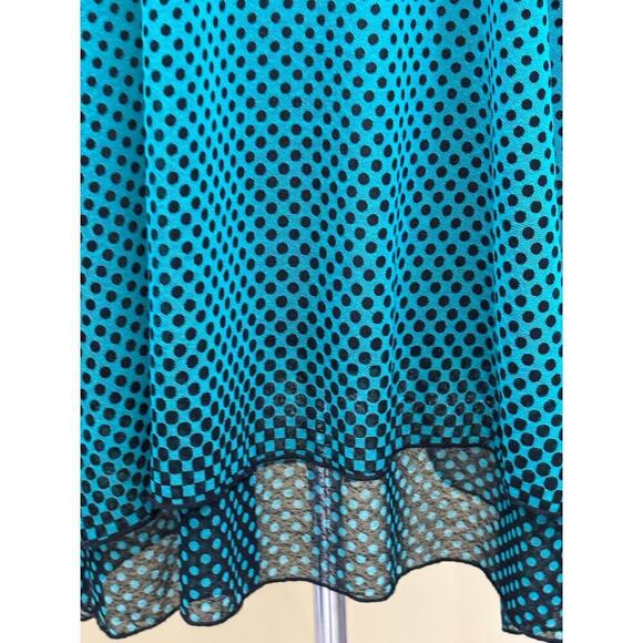 Ali Miles teal/black dot layered tunic, 1X, minimalist, everyday, timeless - Picture 4 of 5